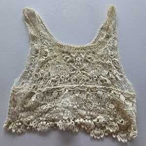 Millau Lace Crochet Crop Top - Cream
